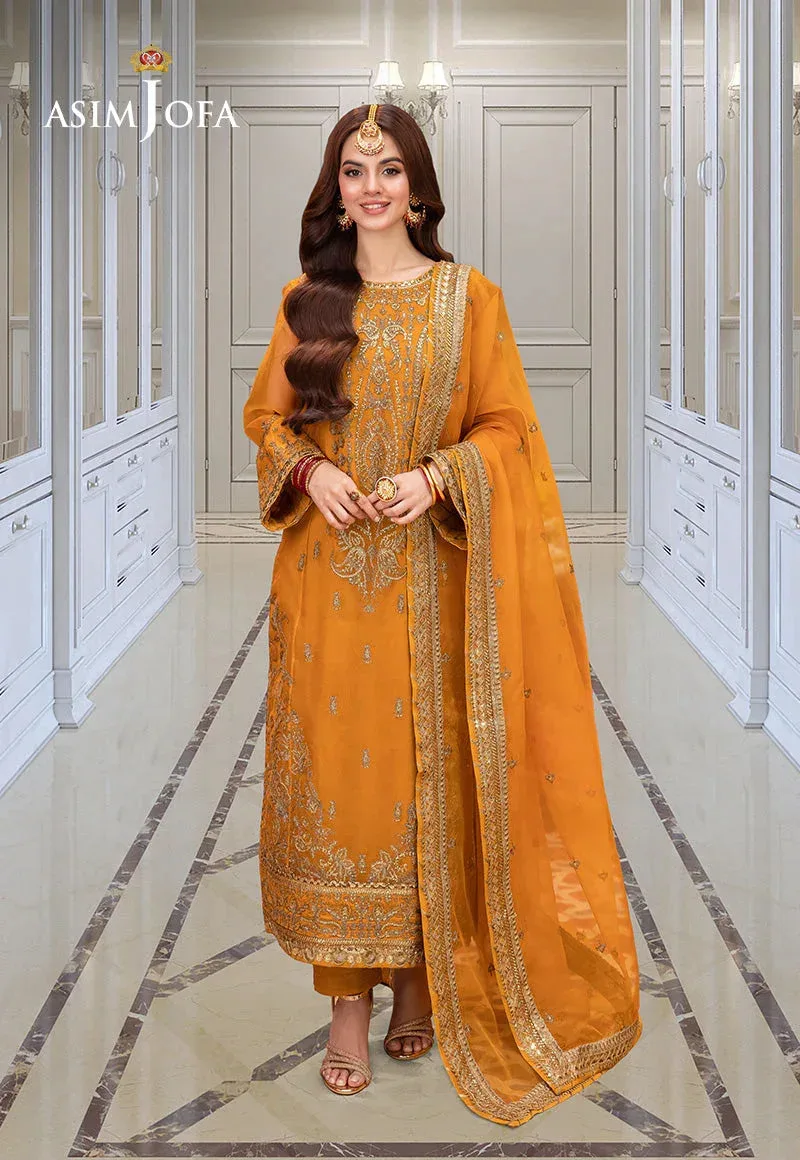 Asim Jofa festive luxe Mustard Organza – view 1 – Poshaq