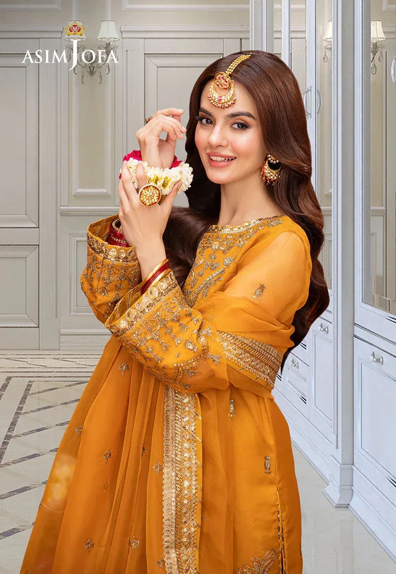 Asim Jofa festive luxe Mustard Organza – view 4 – Poshaq