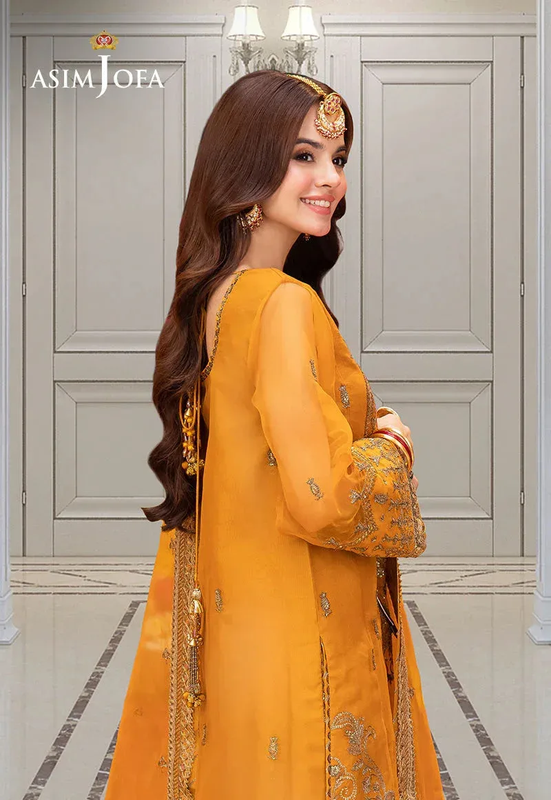 Asim Jofa festive luxe Mustard Organza – view 5 – Poshaq