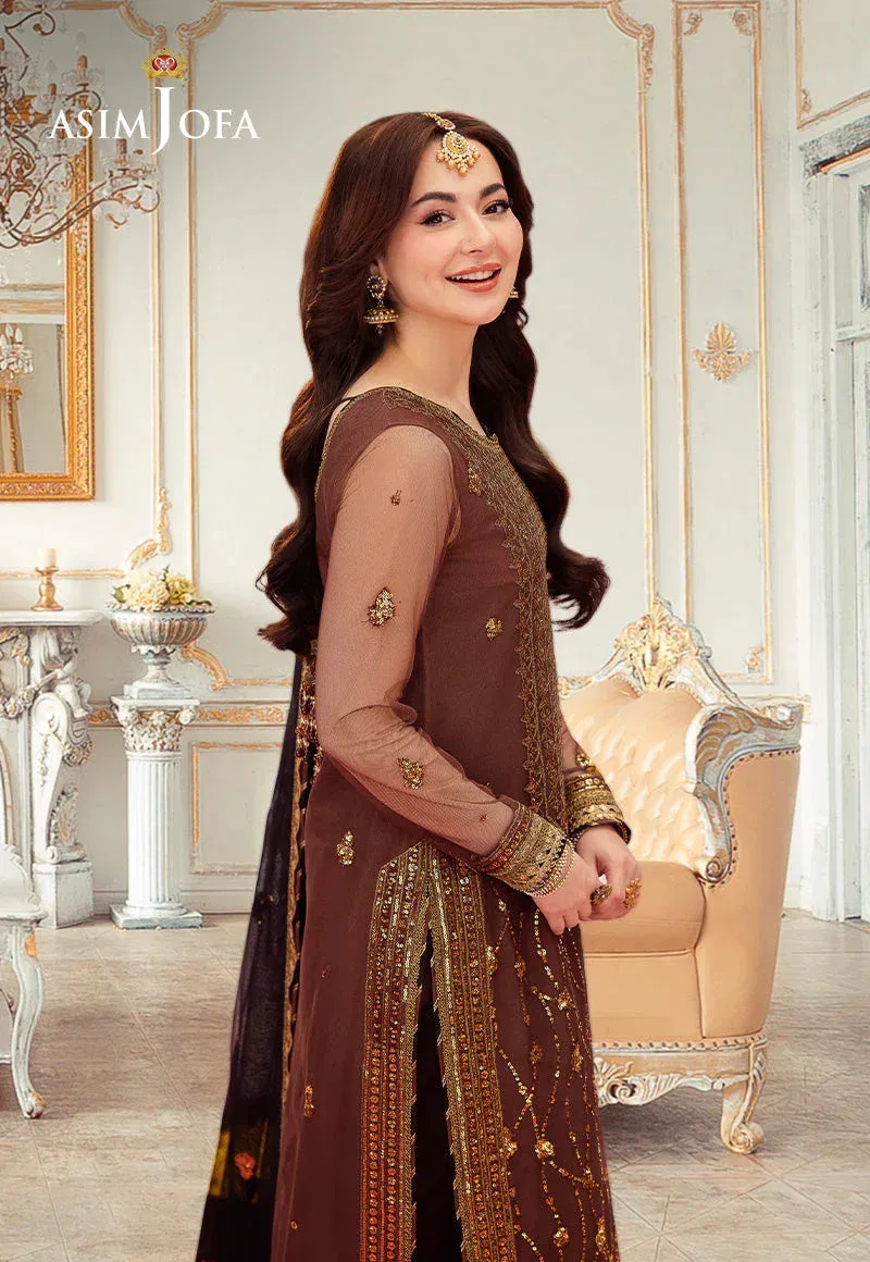 Asim Jofa festive luxe Brown Net – view 2 – Poshaq
