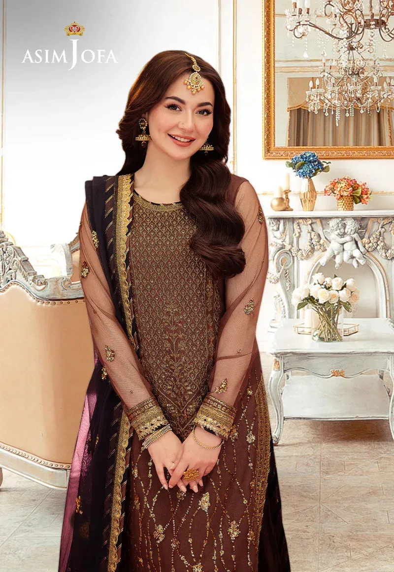 Asim Jofa festive luxe Brown Net – view 3 – Poshaq