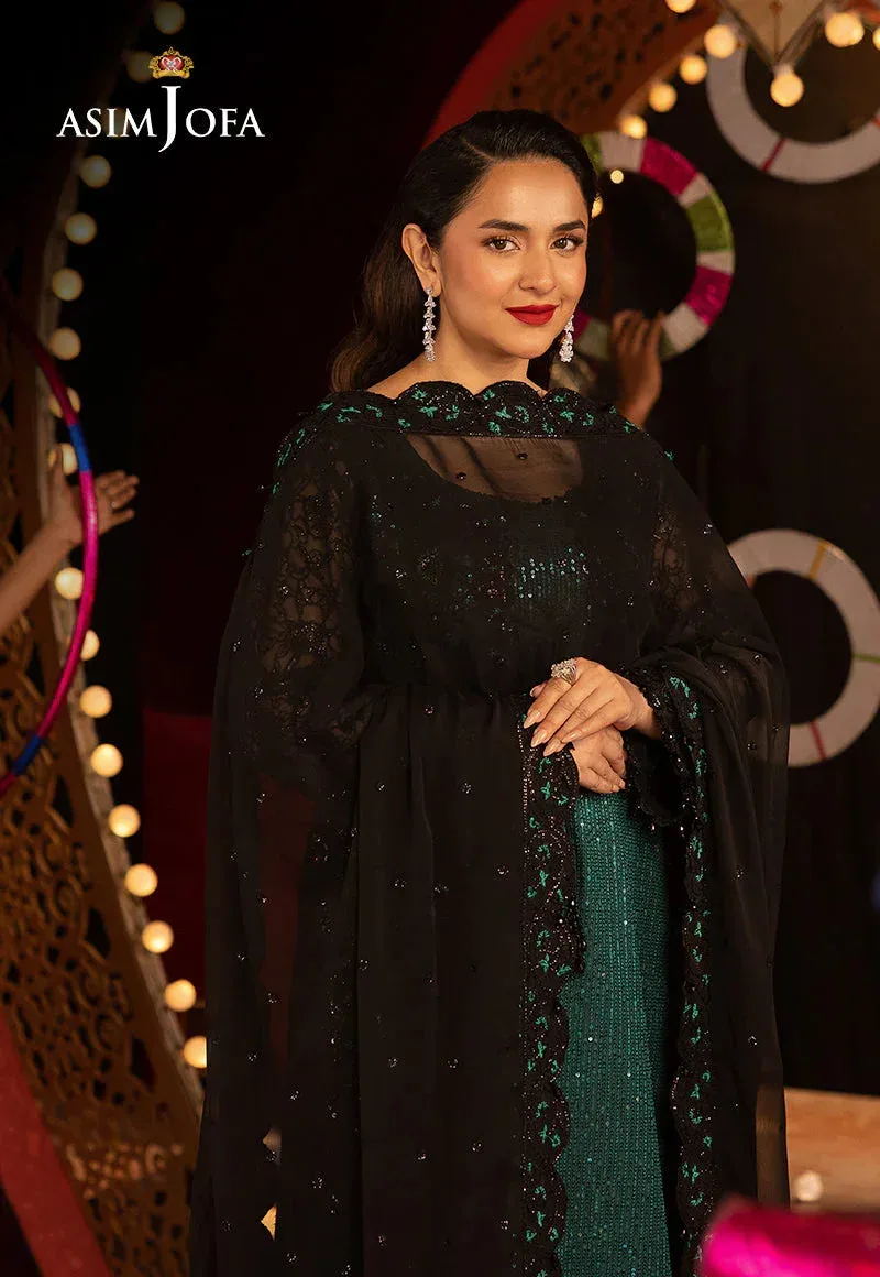 Asim Jofa Luxury Festive Rejoice Black Net – view 2 – Poshaq