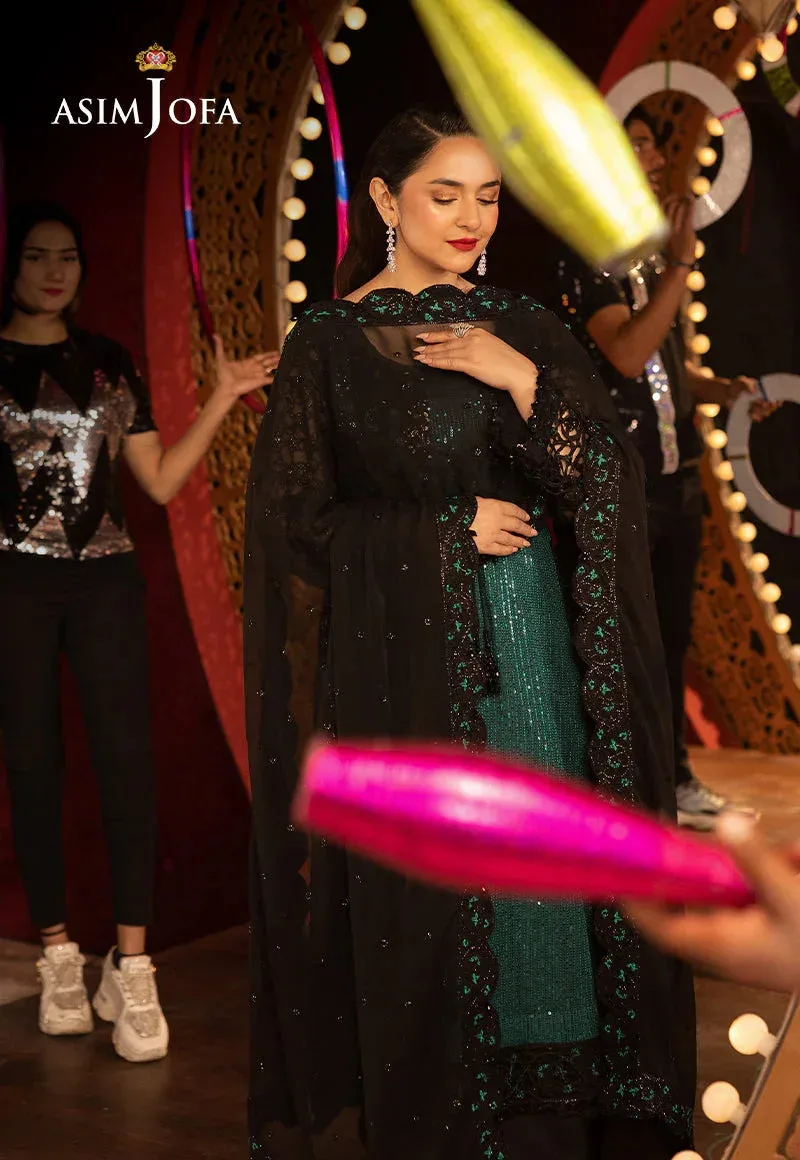 Asim Jofa Luxury Festive Rejoice Black Net – view 3 – Poshaq