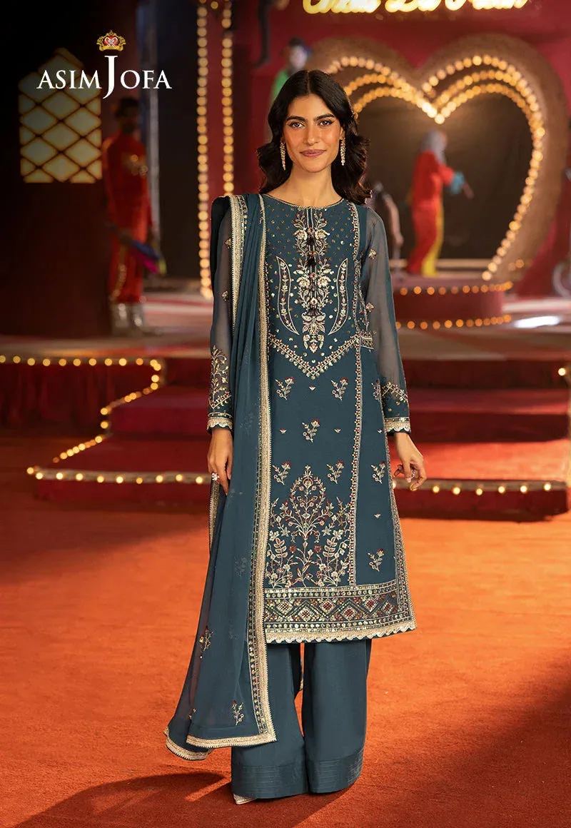 Asim Jofa Luxury Festive Rejoice Turquoise Chiffon – view 1 – Poshaq