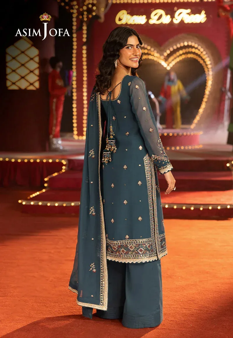 Asim Jofa Luxury Festive Rejoice Turquoise Chiffon – view 2 – Poshaq