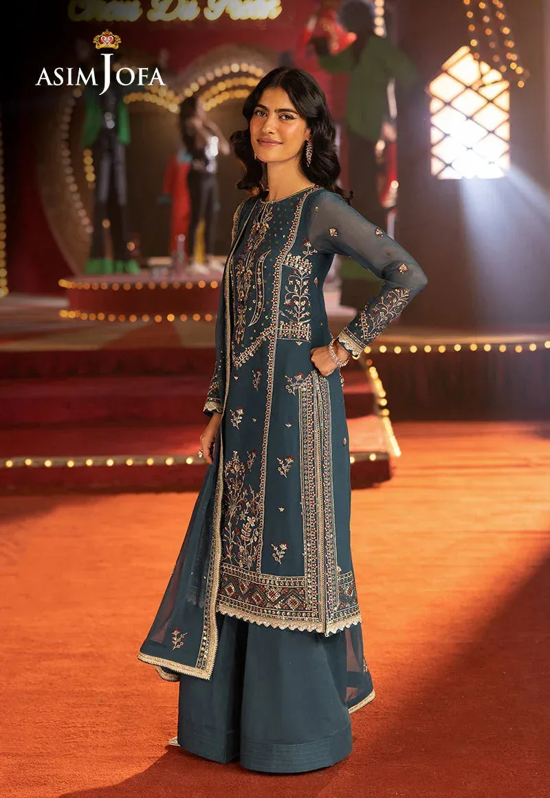 Asim Jofa Luxury Festive Rejoice Turquoise Chiffon – view 4 – Poshaq