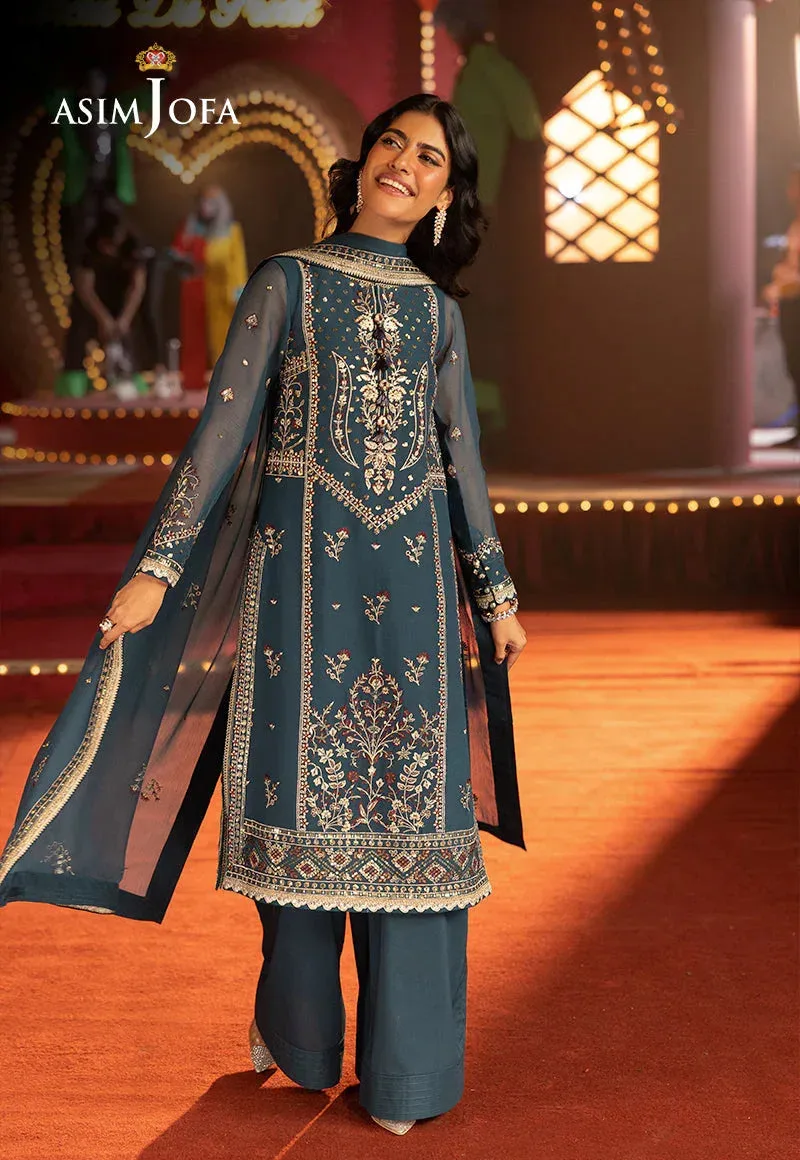 Asim Jofa Luxury Festive Rejoice Turquoise Chiffon – view 5 – Poshaq