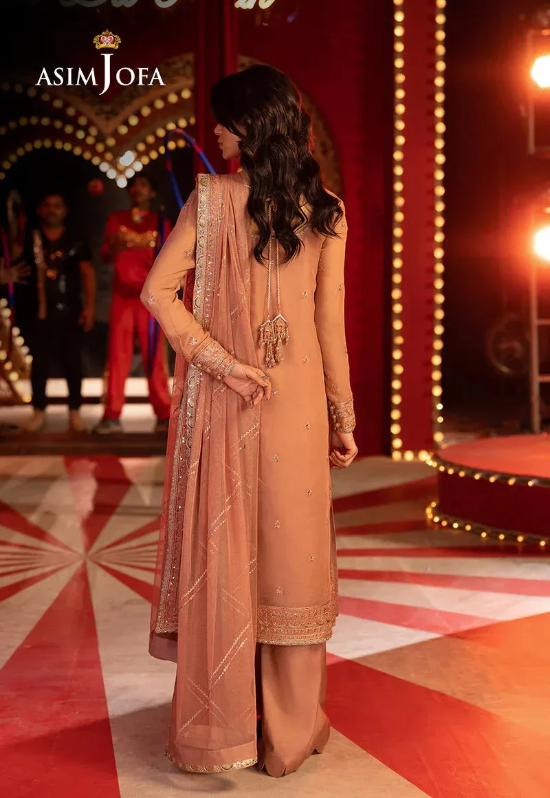 Asim Jofa Luxury Festive Rejoice Peach Chiffon – view 2 – Poshaq