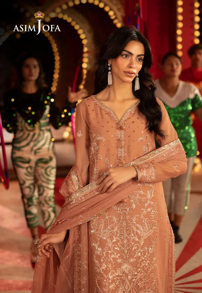 Asim Jofa Luxury Festive Rejoice Peach Chiffon – view 3 – Poshaq
