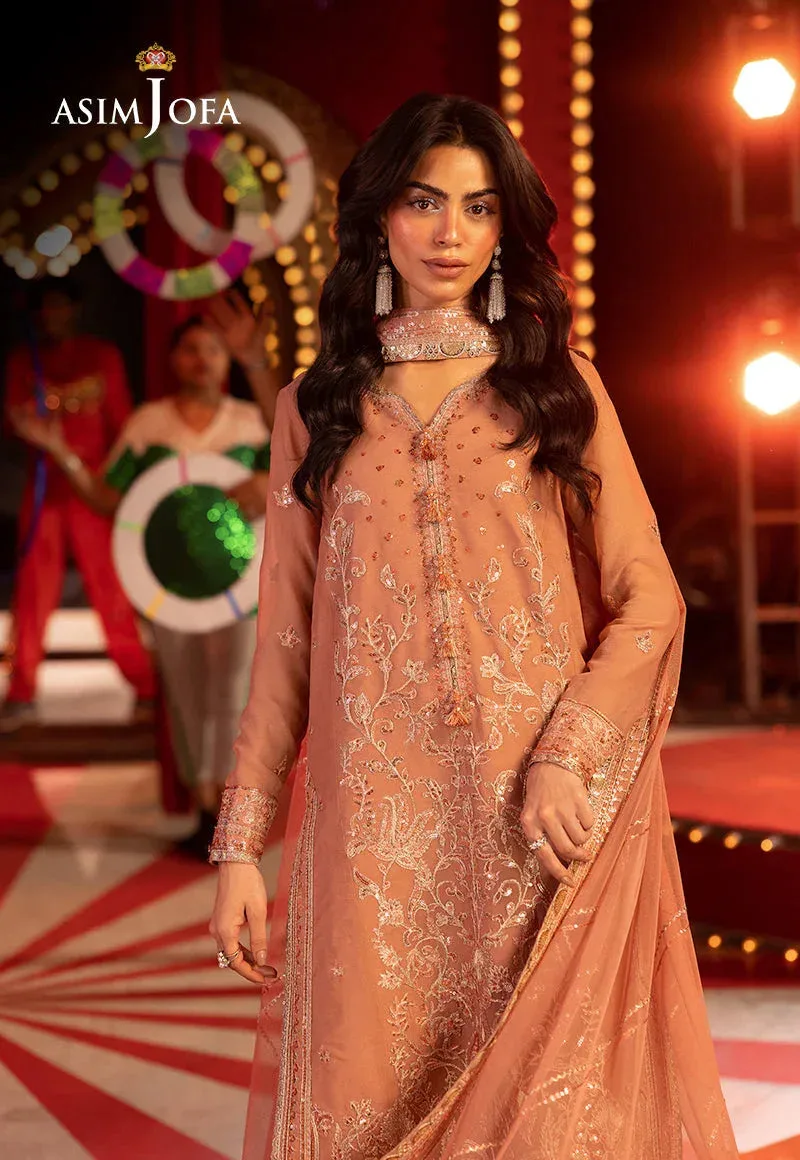 Asim Jofa Luxury Festive Rejoice Peach Chiffon – view 6 – Poshaq
