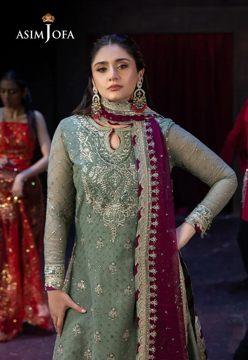 Asim Jofa Luxury Festive Rejoice Magenta Chiffon – view 5 – Poshaq