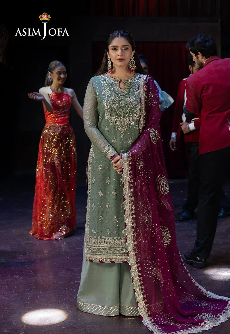 Asim Jofa Luxury Festive Rejoice Magenta Chiffon – view 6 – Poshaq