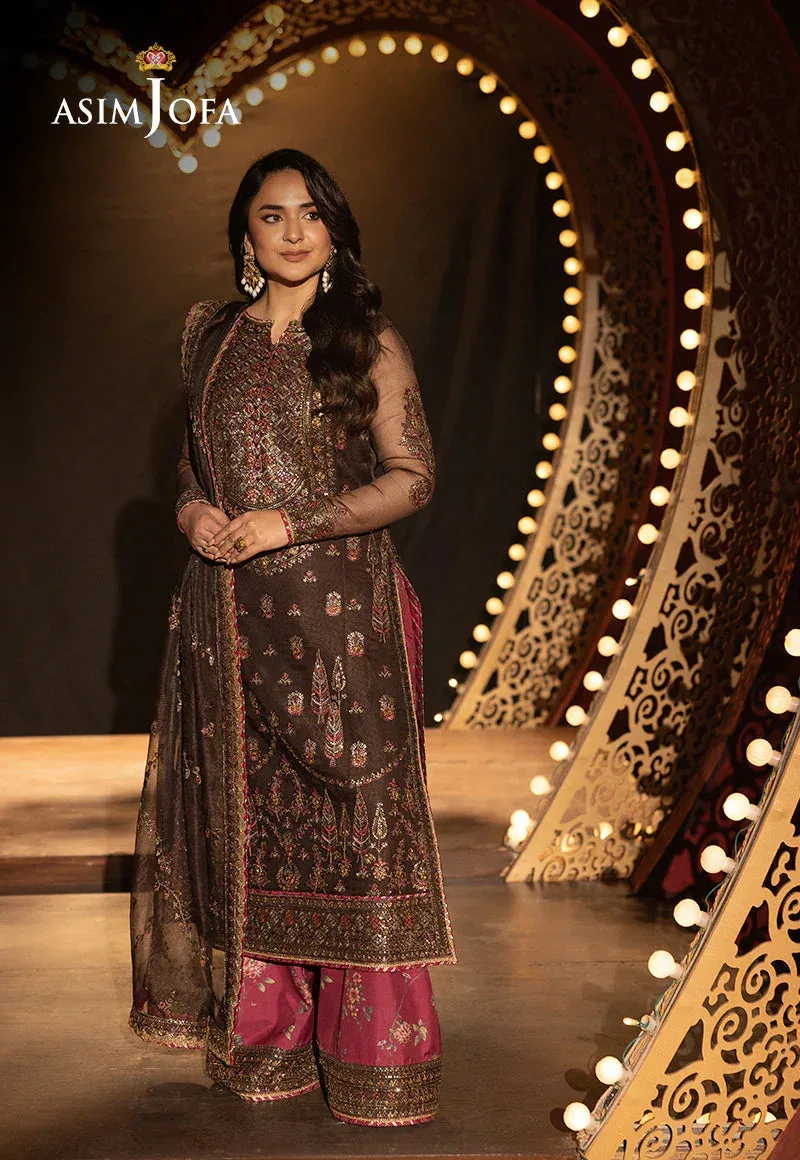 Asim Jofa Luxury Festive Rejoice Purple Net – view 1 – Poshaq