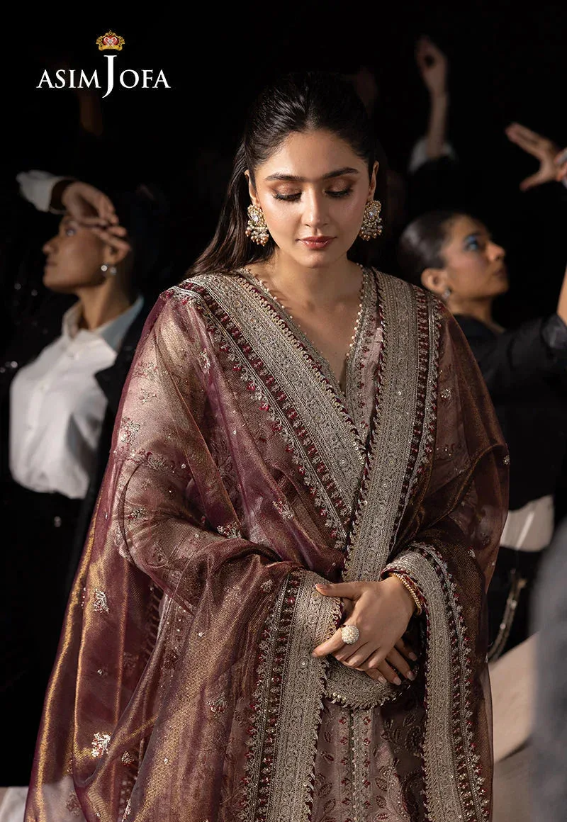 Asim Jofa Luxury Festive Rejoice Maroon Tissue – view 6 – Poshaq