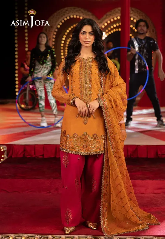 Asim Jofa Luxury Festive Rejoice Magenta Chiffon – view 1 – Poshaq