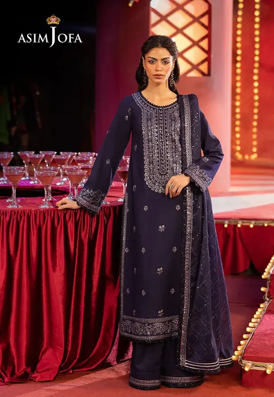 Asim Jofa Luxury Festive Rejoice Purple Silk – view 1 – Poshaq