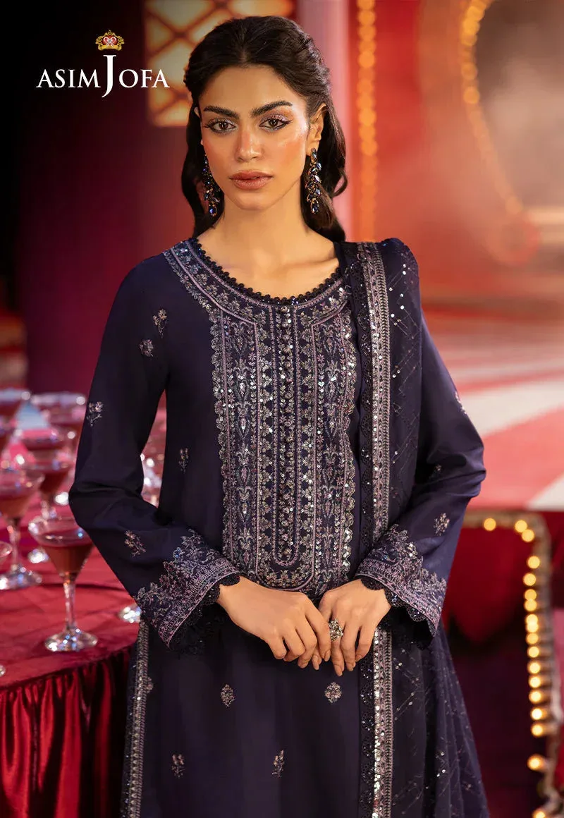 Asim Jofa Luxury Festive Rejoice Purple Silk – view 3 – Poshaq