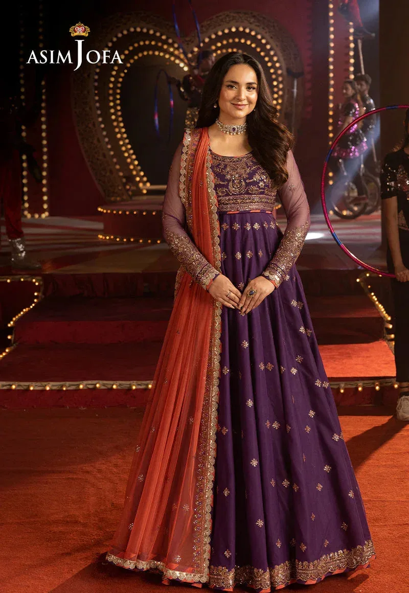 Asim Jofa Luxury Festive Rejoice Magenta Net – view 1 – Poshaq