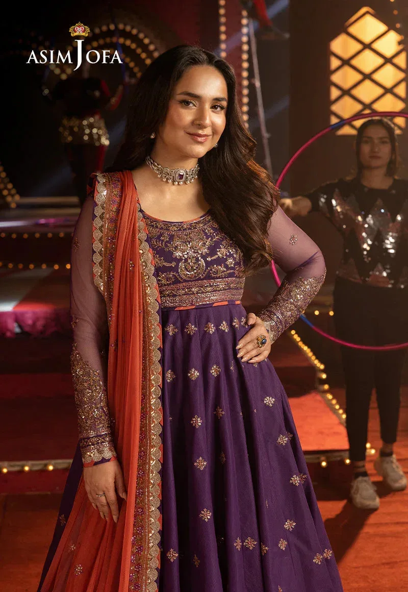 Asim Jofa Luxury Festive Rejoice Magenta Net – view 3 – Poshaq