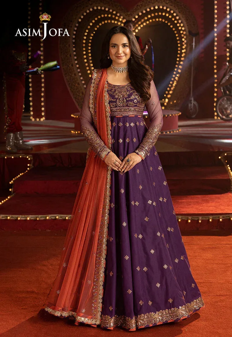 Asim Jofa Luxury Festive Rejoice Magenta Net – view 6 – Poshaq