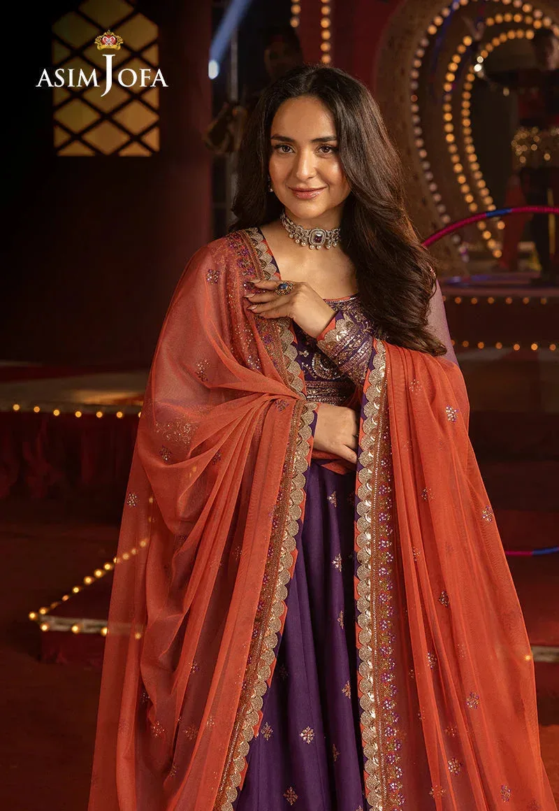 Asim Jofa Luxury Festive Rejoice Magenta Net – view 7 – Poshaq