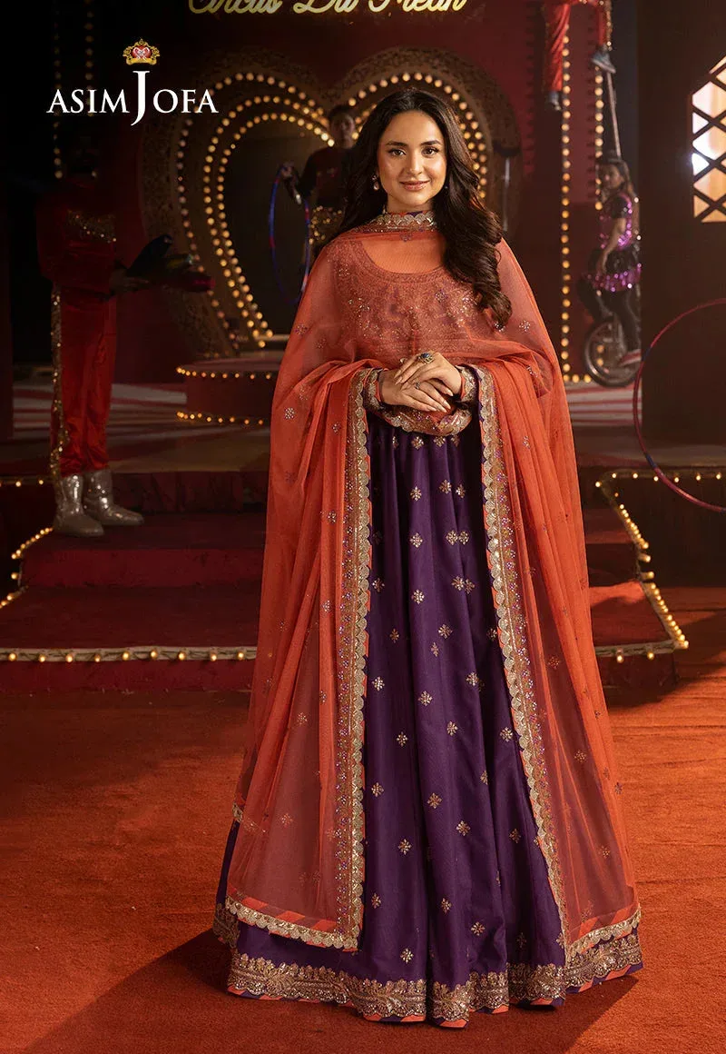 Asim Jofa Luxury Festive Rejoice Magenta Net – view 9 – Poshaq