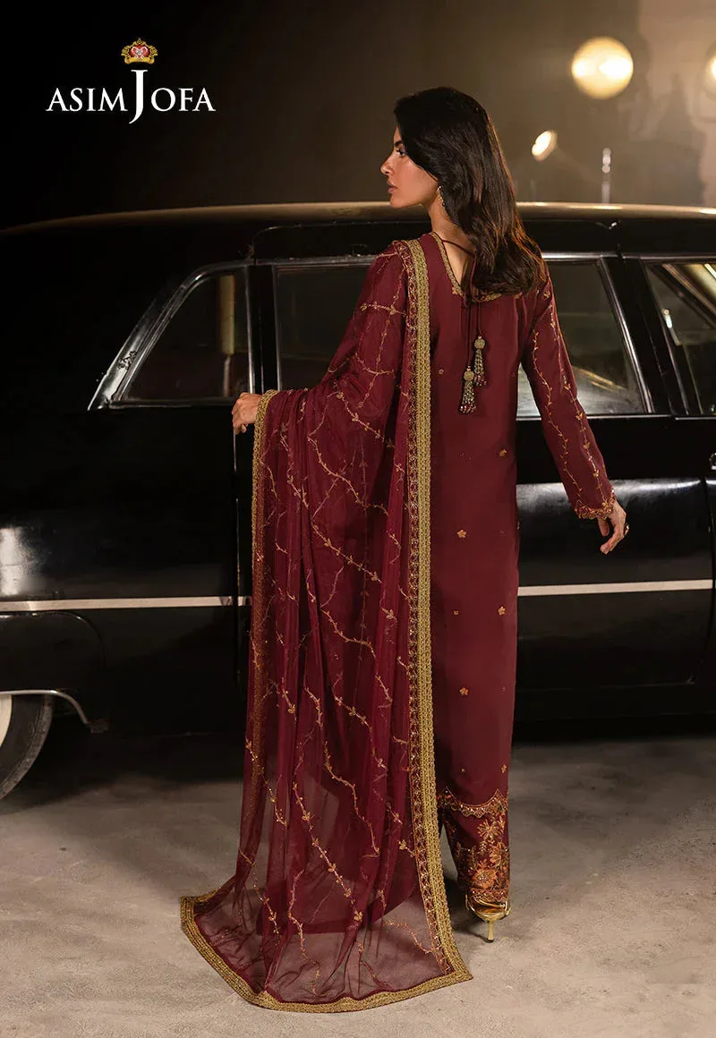 Asim Jofa Luxury Festive Rejoice Magenta Silk – view 2 – Poshaq