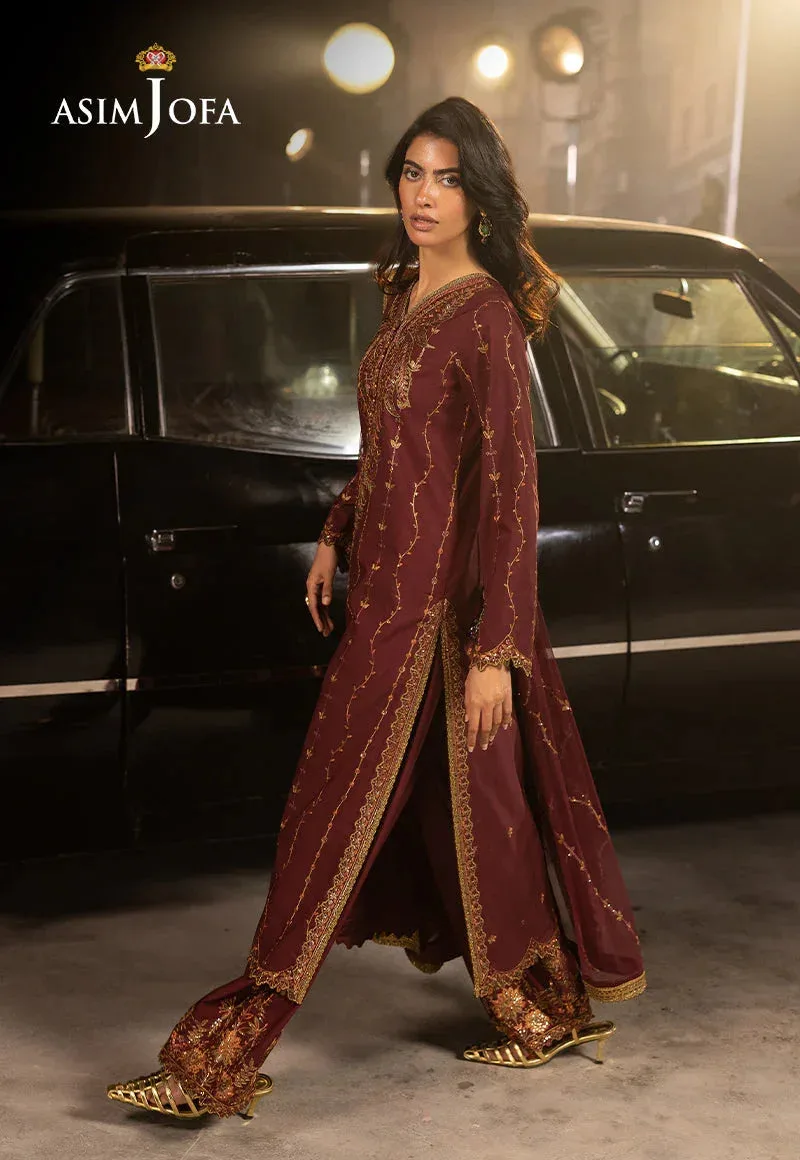 Asim Jofa Luxury Festive Rejoice Magenta Silk – view 4 – Poshaq