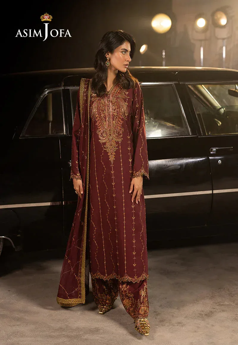Asim Jofa Luxury Festive Rejoice Magenta Silk – view 5 – Poshaq