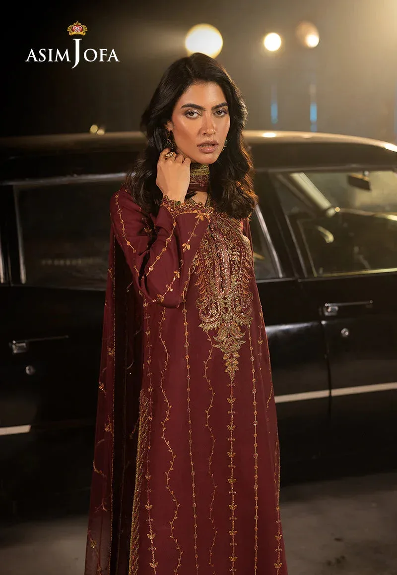 Asim Jofa Luxury Festive Rejoice Magenta Silk – view 6 – Poshaq