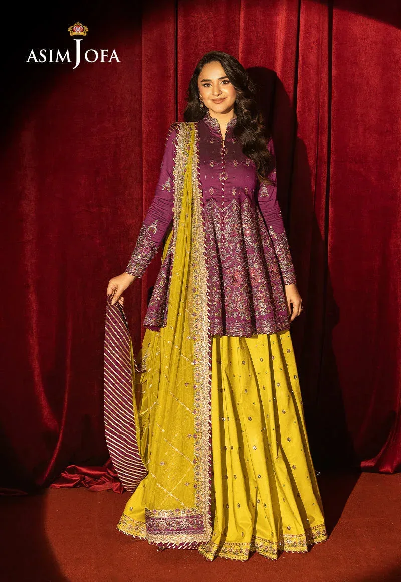 Asim Jofa Luxury Festive Rejoice Magenta Cotton Silk – view 1 – Poshaq