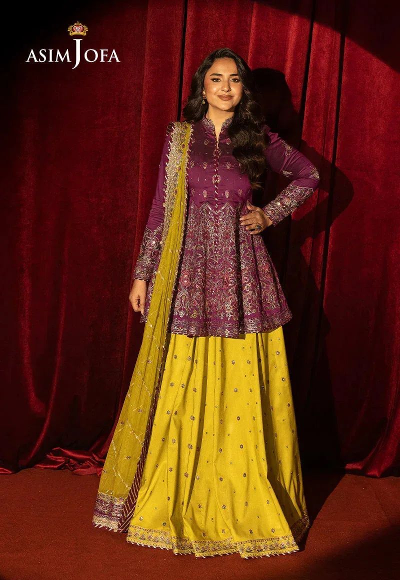 Asim Jofa Luxury Festive Rejoice Magenta Cotton Silk – view 7 – Poshaq