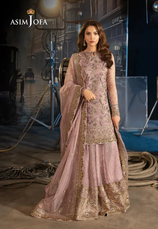 Asim Jofa Luxury Festive Rejoice Lilac Net – view 1 – Poshaq