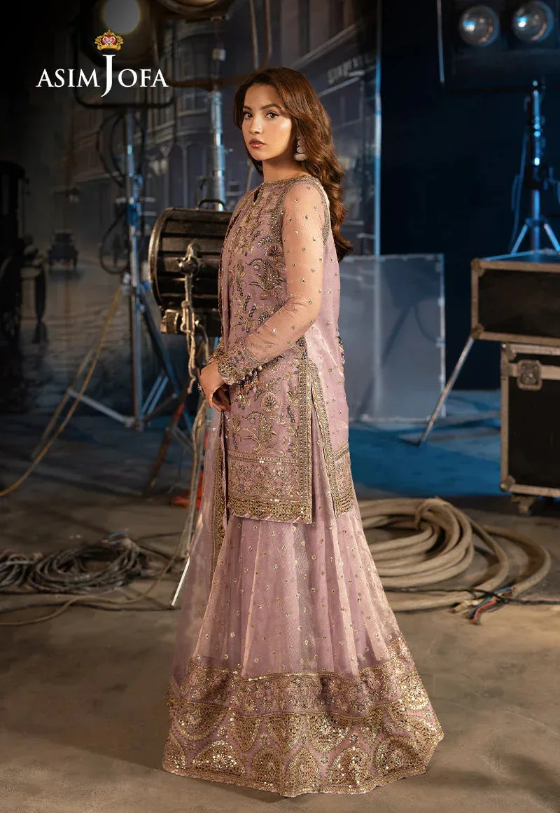 Asim Jofa Luxury Festive Rejoice Lilac Net – view 4 – Poshaq