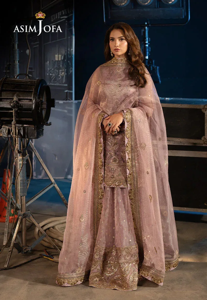 Asim Jofa Luxury Festive Rejoice Lilac Net – view 6 – Poshaq