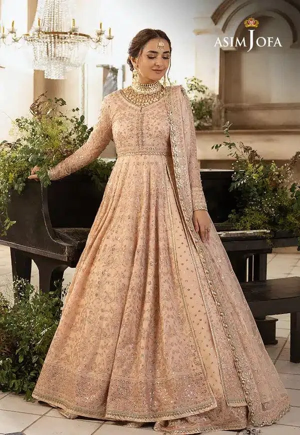 Asim Jofa Khwab e Naubahar 23 Peach Net – view 3 – Poshaq