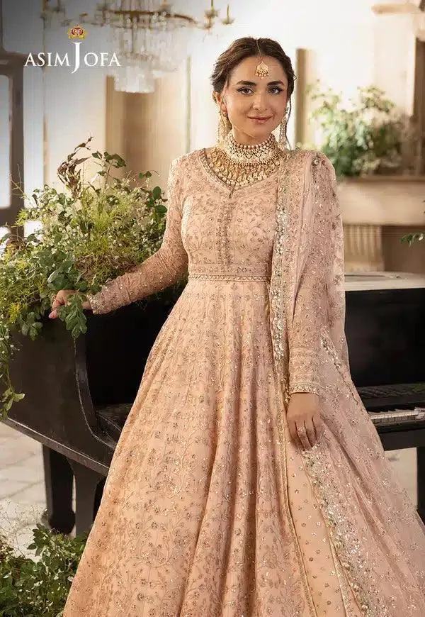 Asim Jofa Khwab e Naubahar 23 Peach Net – view 5 – Poshaq