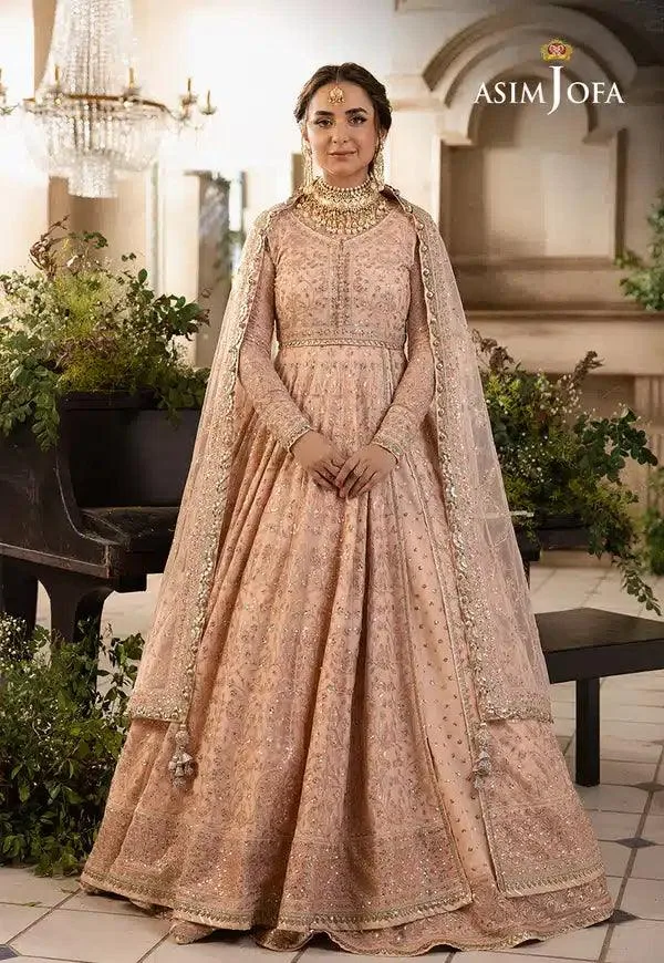 Asim Jofa Khwab e Naubahar 23 Peach Net – view 7 – Poshaq