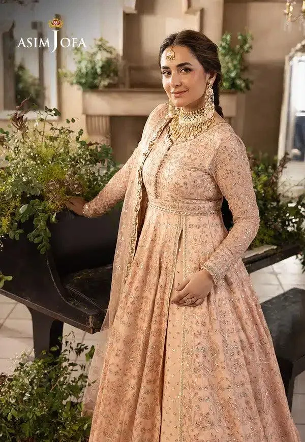 Asim Jofa Khwab e Naubahar 23 Peach Net – view 9 – Poshaq