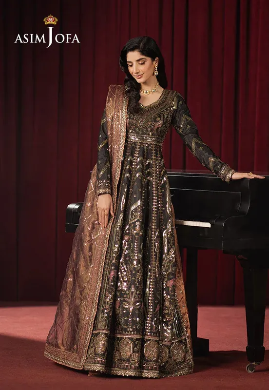 Asim Jofa Premium Festive Black Silk – view 1 – Poshaq