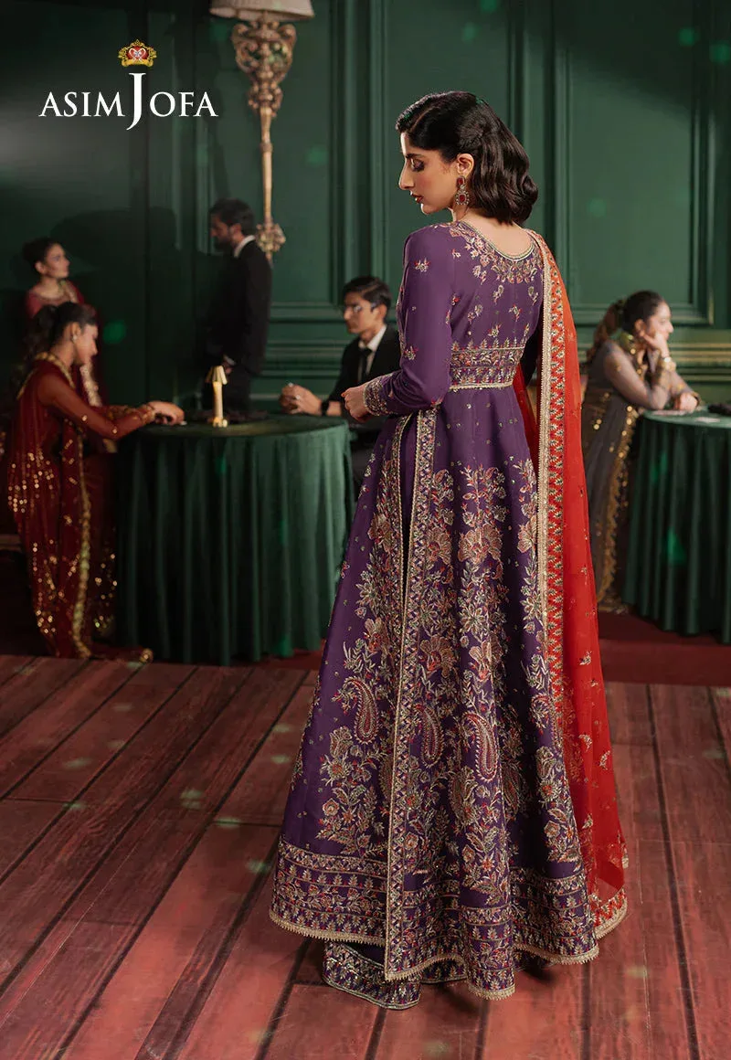 Asim Jofa Premium Festive Dark Purple Silk – view 2 – Poshaq