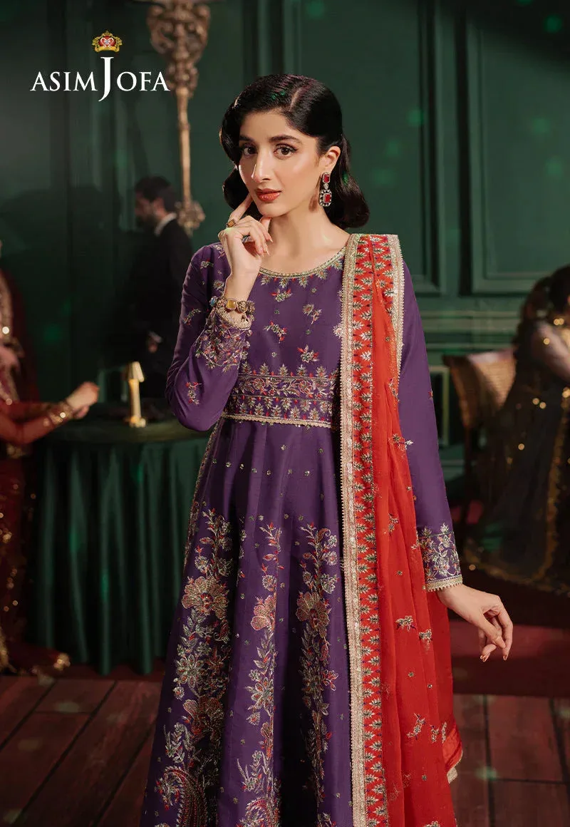 Asim Jofa Premium Festive Dark Purple Silk – view 3 – Poshaq