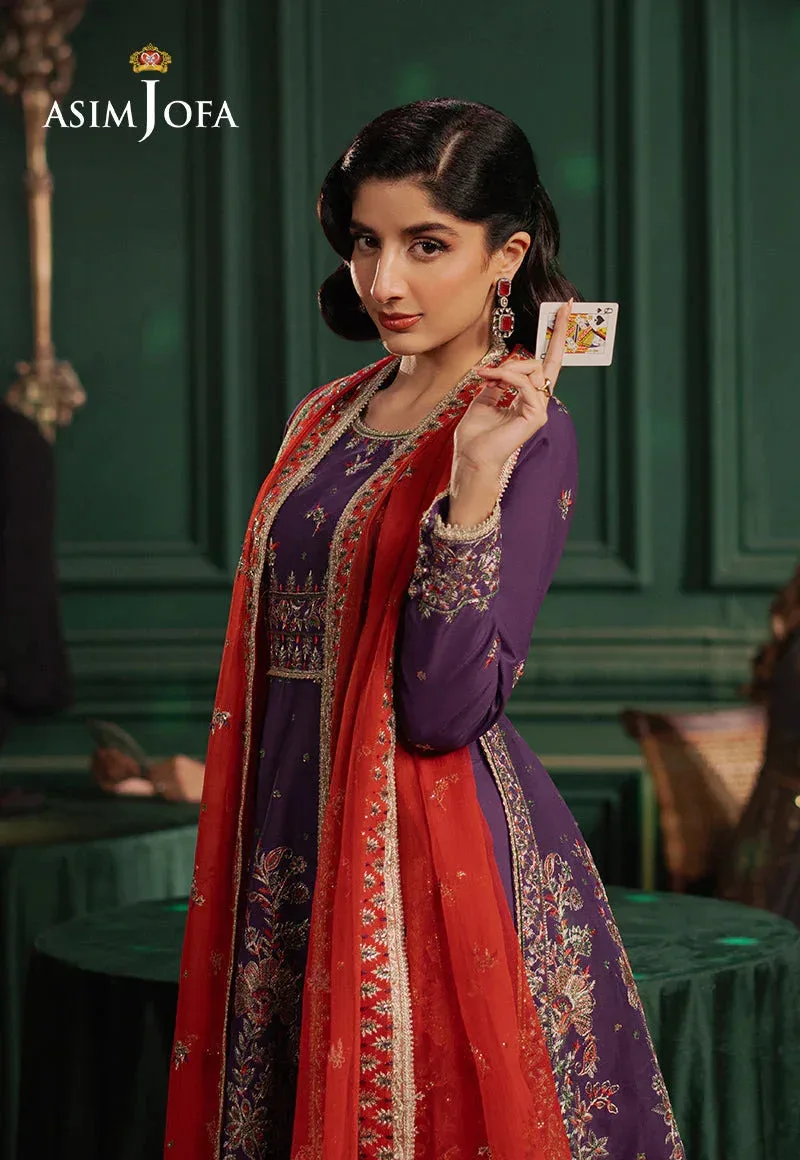 Asim Jofa Premium Festive Dark Purple Silk – view 4 – Poshaq