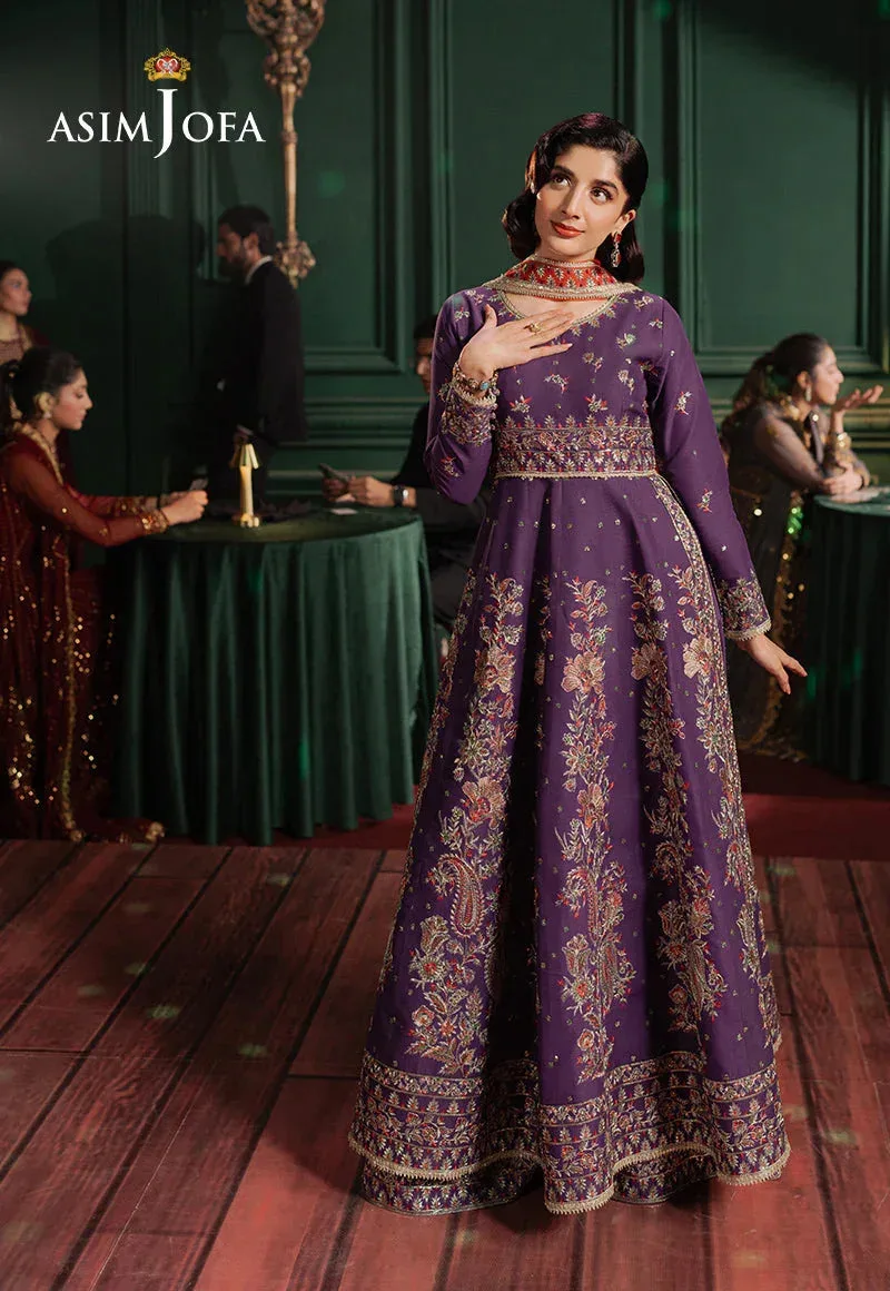 Asim Jofa Premium Festive Dark Purple Silk – view 6 – Poshaq