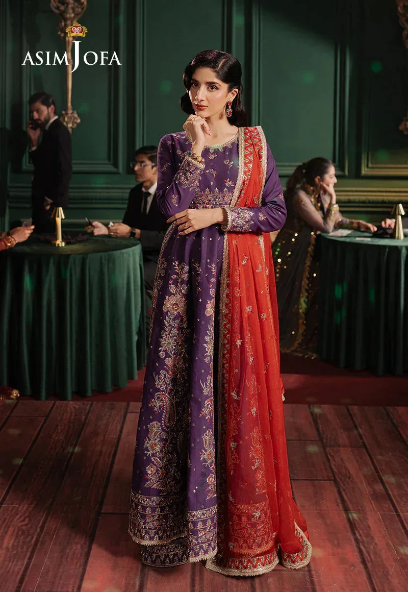 Asim Jofa Premium Festive Dark Purple Silk – view 7 – Poshaq
