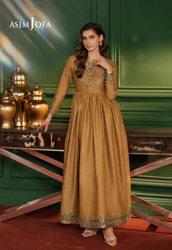 Asim Jofa Premium Festive Mustard Silk – view 1 – Poshaq