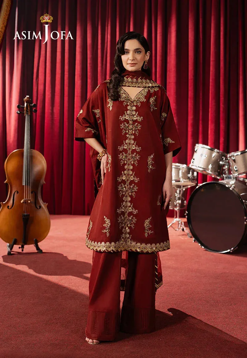 Asim Jofa Premium Festive Rust Silk – view 1 – Poshaq