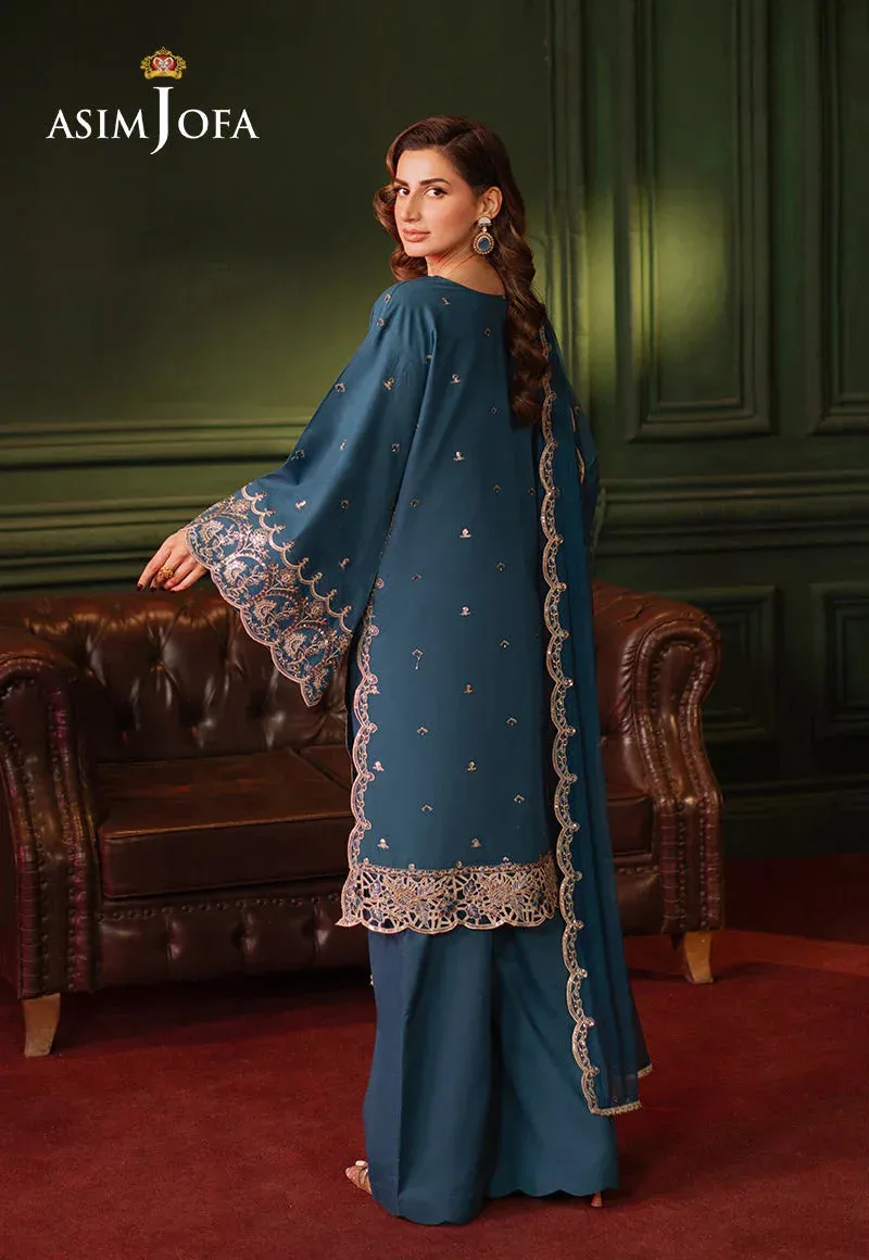 Asim Jofa Premium Festive Blue Silk – view 2 – Poshaq