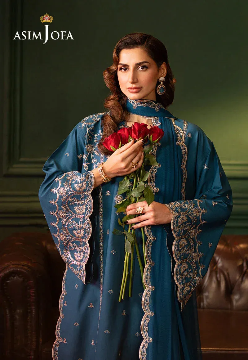 Asim Jofa Premium Festive Blue Silk – view 3 – Poshaq