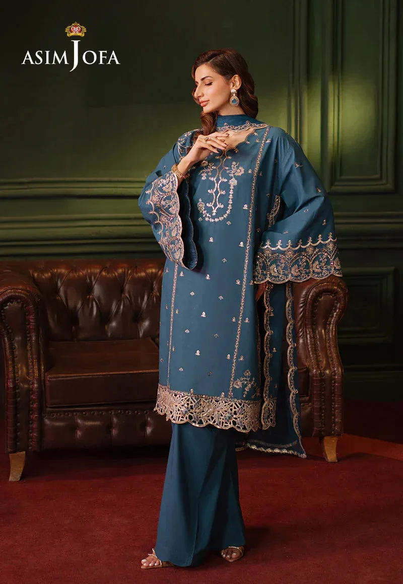 Asim Jofa Premium Festive Blue Silk – view 4 – Poshaq